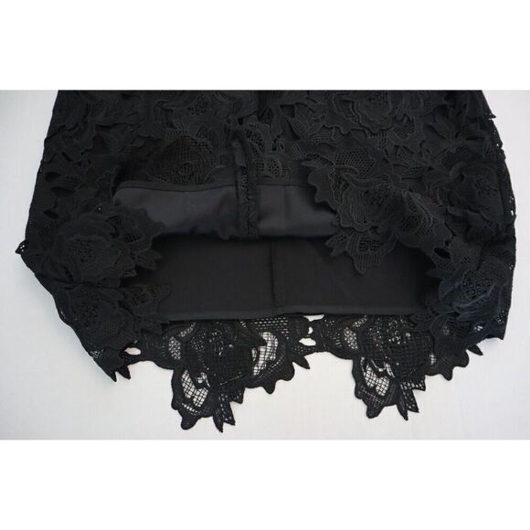 Milly Women's Sz 6 White/Black 3D Floral Lace Spaghetti-Strap Sheath Dress - Picture 6 of 13